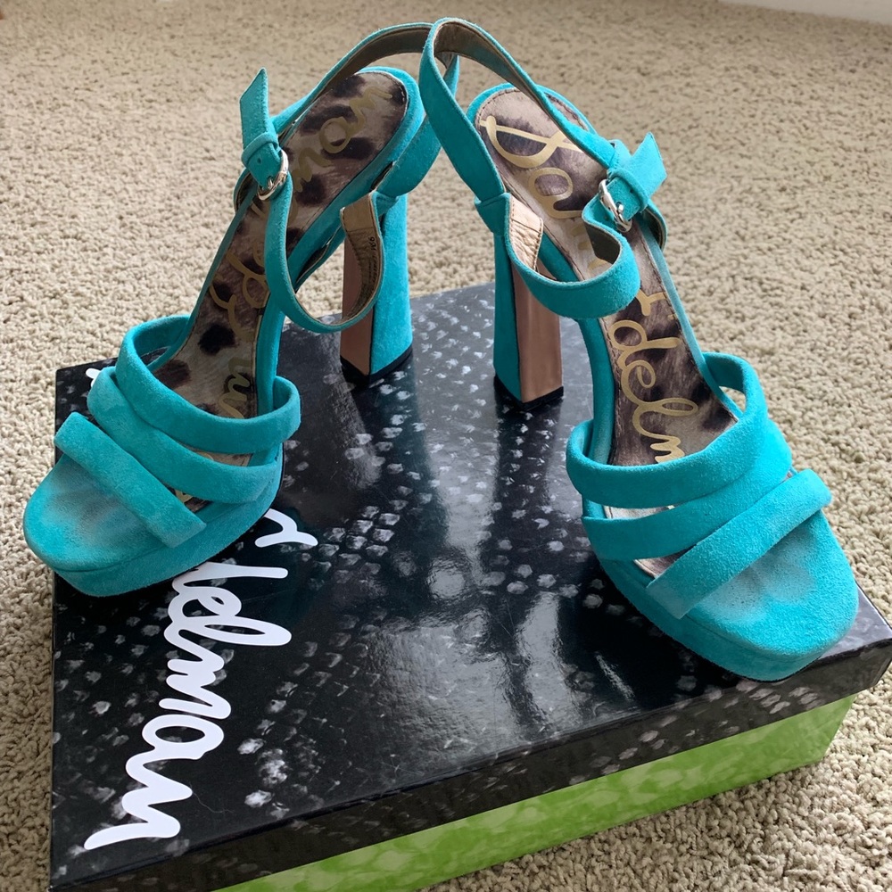 Sam Edelman Suede Aqua/Turquoise Heels size 9M